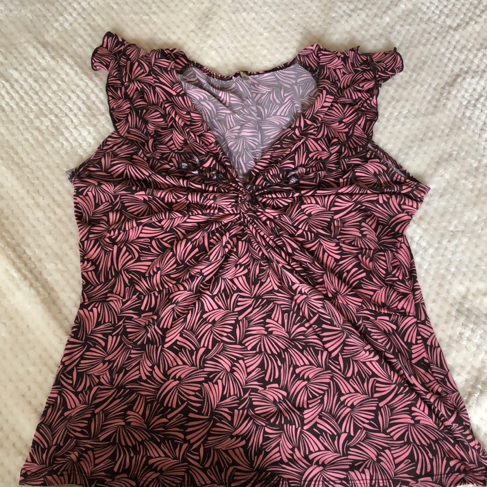 Pink & brown ruffled blouse